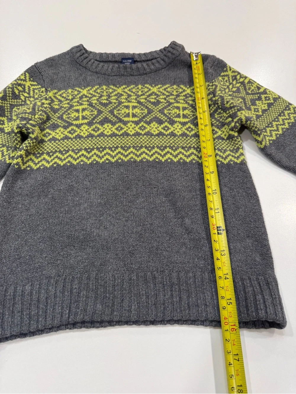 Baby Gap Gray Fair Isle Peace Sign Knit Sweater